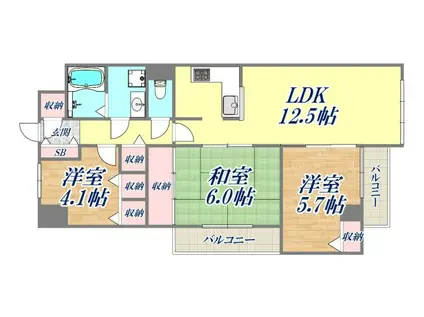 ロイヤルハイツ甲子園口(3LDK/2階)の間取り写真