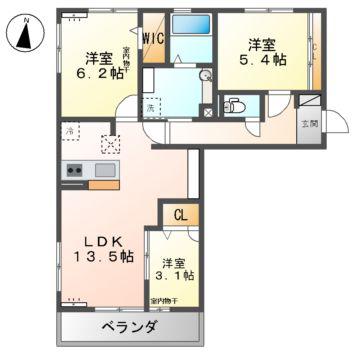 MAISON DE FLEUR(3LDK/1階)の間取り写真