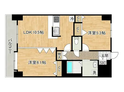 アルゴヴィラージュ八幡駅前(2LDK/14階)の間取り写真