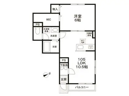 メゾン・ド・フォルテシモ一号館(1LDK/1階)の間取り写真