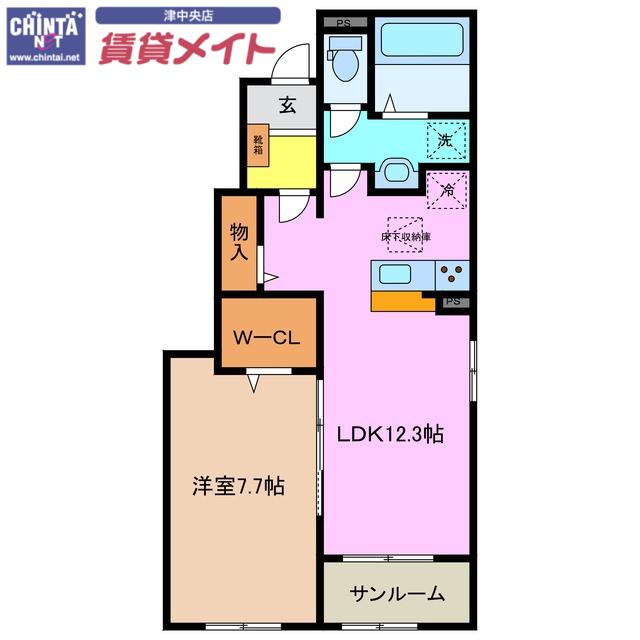 ル・ポール南新町 A(1LDK/1階)の間取り写真