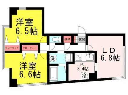 第19ナミキビル(2LDK/4階)の間取り写真