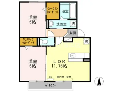名鉄三河線 竹村駅 徒歩10分 2階建 築15年(2LDK/2階)の間取り写真