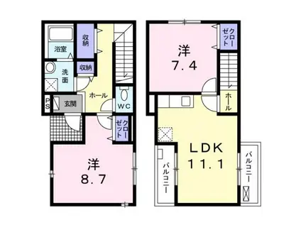 サウスクレスト(2LDK/1階)の間取り写真