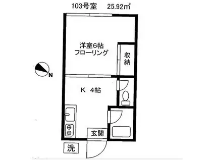 本郷ハウス(1K/1階)の間取り写真