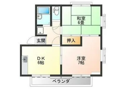 コーポメイフェア(2DK/1階)の間取り写真