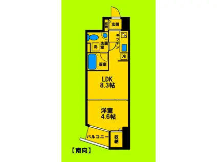 リッジ江坂(1LDK/5階)の間取り写真