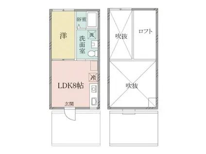 YUI-TERRACE A棟(1SLDK/2階)の間取り写真