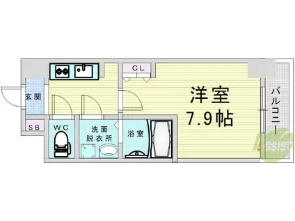LA DOUCEUR西天満旧S-RESIDENCE西天満GRANDJ(1K/4階)の間取り写真