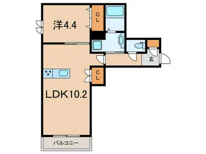 LA VITA西宮北口(1LDK/2階)の間取り写真