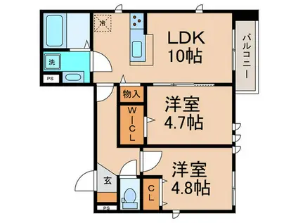 GRANDIOSO(2LDK/2階)の間取り写真