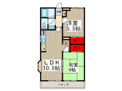 ザ・グレース大宮B(2LDK/1階)の間取り写真