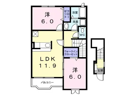 ネオサイトII(2LDK/2階)の間取り写真
