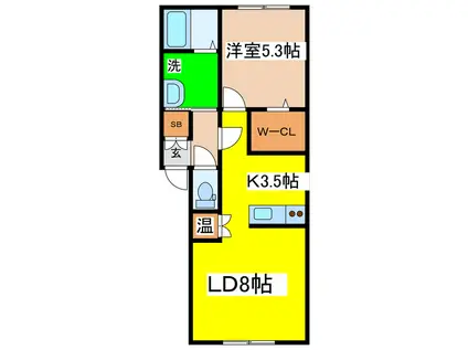 AQUA TERRA(1LDK/1階)の間取り写真