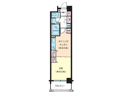 デュオ・スカーラ上野(1DK/3階)の間取り写真