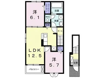 アビイ ロード(2LDK/2階)の間取り写真
