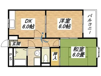 ドミールナカオカ(2DK/4階)の間取り写真