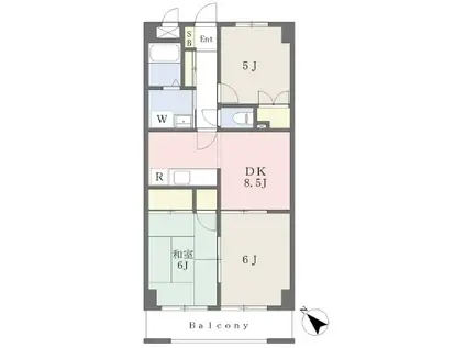 ビュープラザ(3DK/1階)の間取り写真