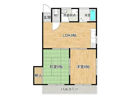 レッドハウス福益A(2LDK/2階)の間取り写真