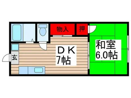 サンライズアパートメントA棟(1DK/1階)の間取り写真