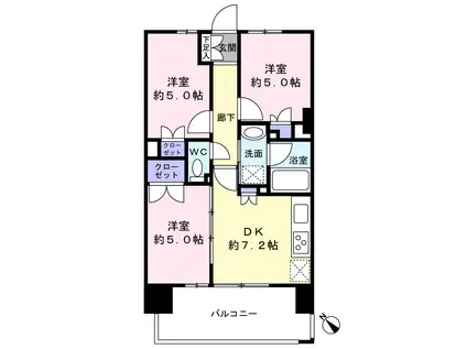 ミハマシティ検見川浜I街区(3DK/7階)の間取り写真