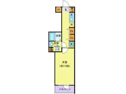 KNOTS西落合(1K/2階)の間取り写真