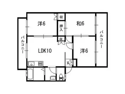 サンガーデンムラカミ(3LDK/1階)の間取り写真