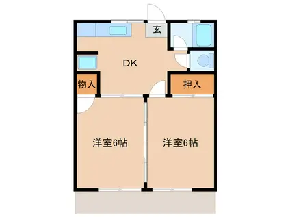 田上ハイツ(2DK/1階)の間取り写真