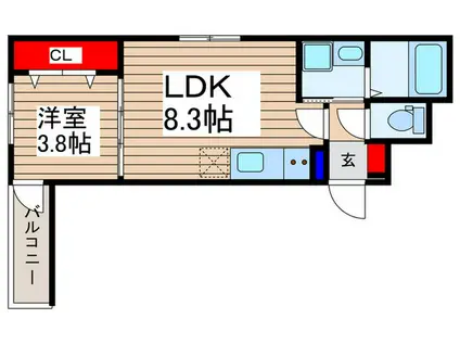 LUCE上福岡(1LDK/1階)の間取り写真
