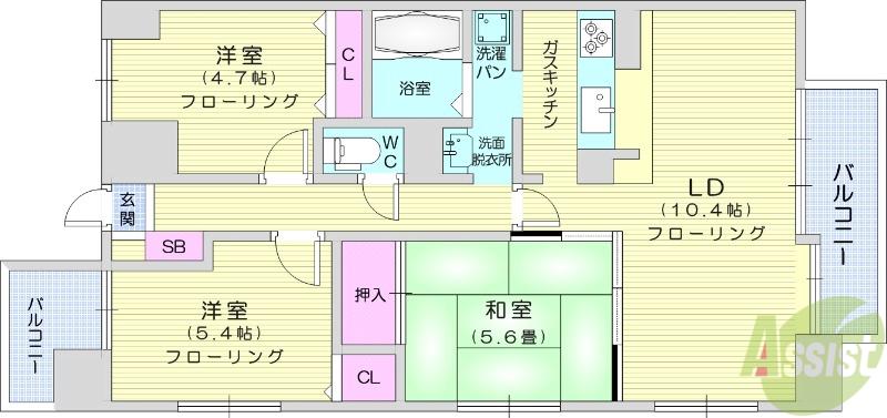 ガーデンハイツAIHARAⅡ(3LDK/5階)の間取り写真