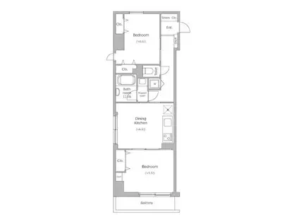 レジディア銀座東(2DK/12階)の間取り写真