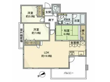 セブンフォレストヒルオークコート(3LDK/3階)の間取り写真