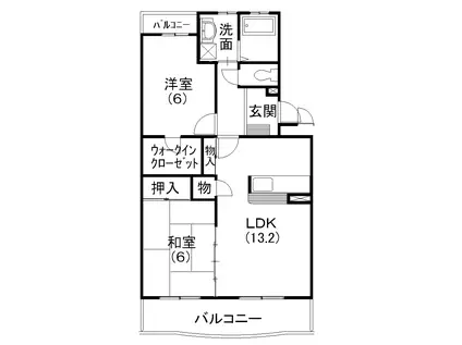 サニーコート(2LDK/3階)の間取り写真