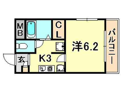 セピアコートZEN(1K/3階)の間取り写真