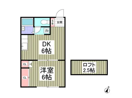 谷塚第13(1DK/1階)の間取り写真