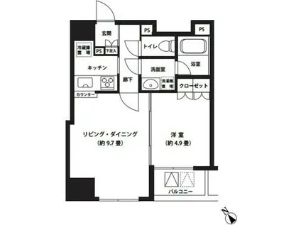 プレール・ドゥーク八丁堀(1LDK/6階)の間取り写真