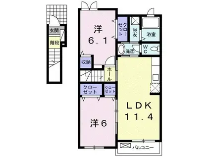 エスタンシア(2LDK/2階)の間取り写真