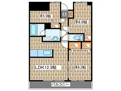グランドエンブレム横浜(3LDK/2階)の間取り写真
