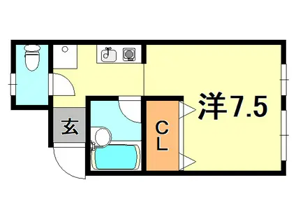 ル・ハイツ(1K/2階)の間取り写真