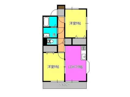 ドミール二本松(2DK/1階)の間取り写真