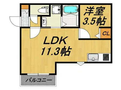 LECOCON大垣(1LDK/3階)の間取り写真