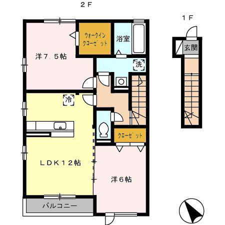 カーサビアンカ(2LDK/2階)の間取り写真