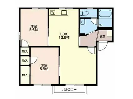 フレグランス大北(2LDK/2階)の間取り写真