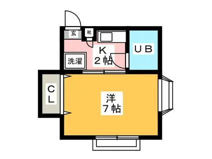 サニーテラス(1K/2階)の間取り写真