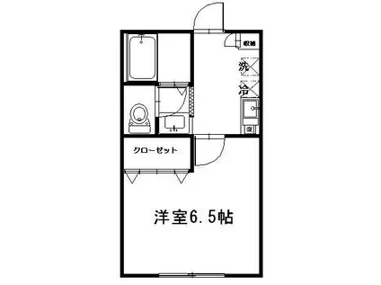クレールB(1K/2階)の間取り写真