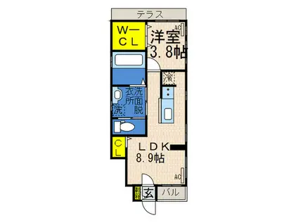 地下鉄西神・山手線 大倉山駅(兵庫) 徒歩10分 2階建 築10年(1LDK/1階)の間取り写真