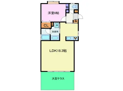 ソアーヴ桃山(1LDK/1階)の間取り写真