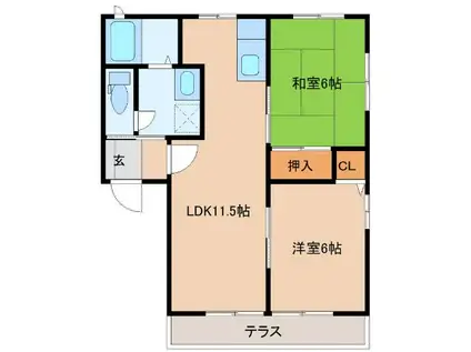 グリーンハウス(2LDK/1階)の間取り写真