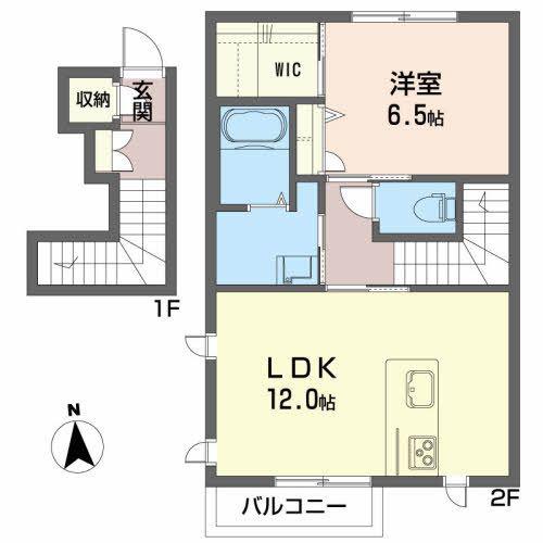 ベル ジュルネ(1LDK/2階)の間取り写真