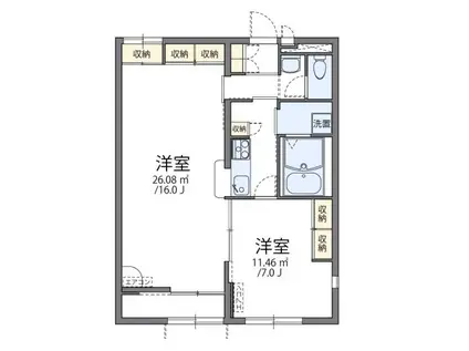 レオパレス城ノ内II(1LDK/1階)の間取り写真